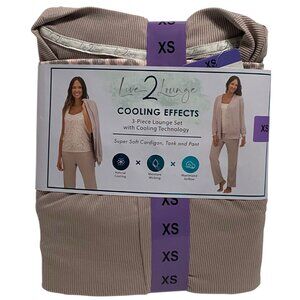 Live2Lounge Cooling Effects 3pc Tan Lounge Set Cardigan Tank Pants XS New Unopen